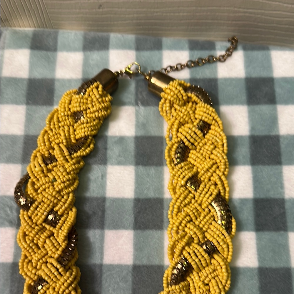 Yellow Beaded Statement Necklace - Picture 2 of 6